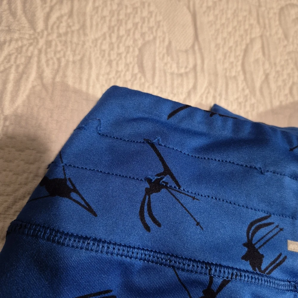 Aerie Play XS leggings, skiing bunny print royal blue & black soft comfy GUC - Picture 2 of 8